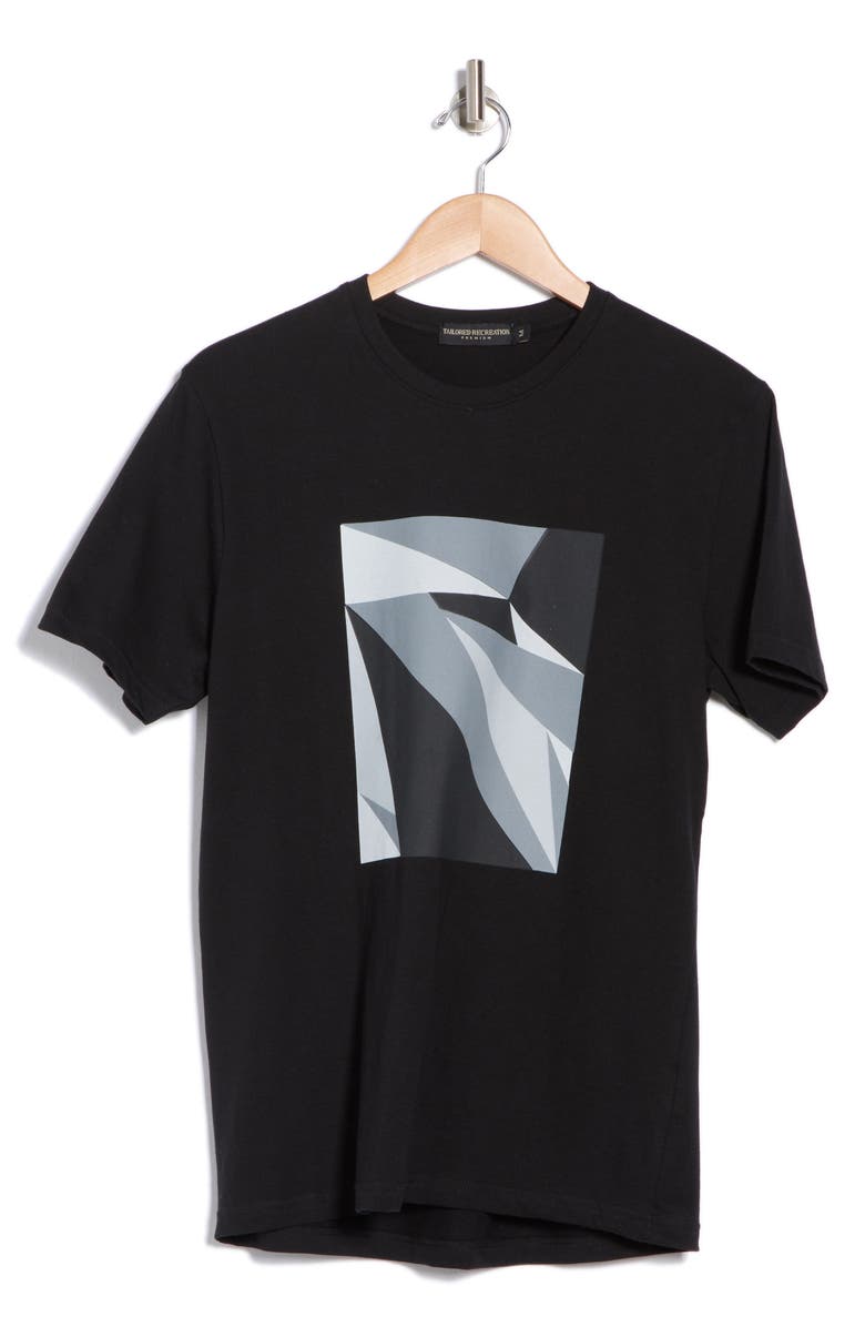 T.R. PREMIUM Flat Abstract Stretch Cotton Graphic T-Shirt, Alternate, color, Black