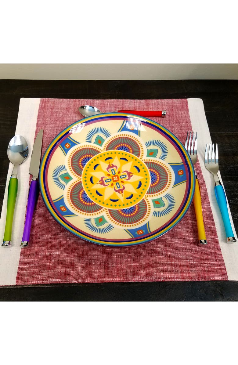 Gibson Home Santoro 20-Piece Stainless Steel Flatware Set with Hanging Rack, Alternate, color, Blue