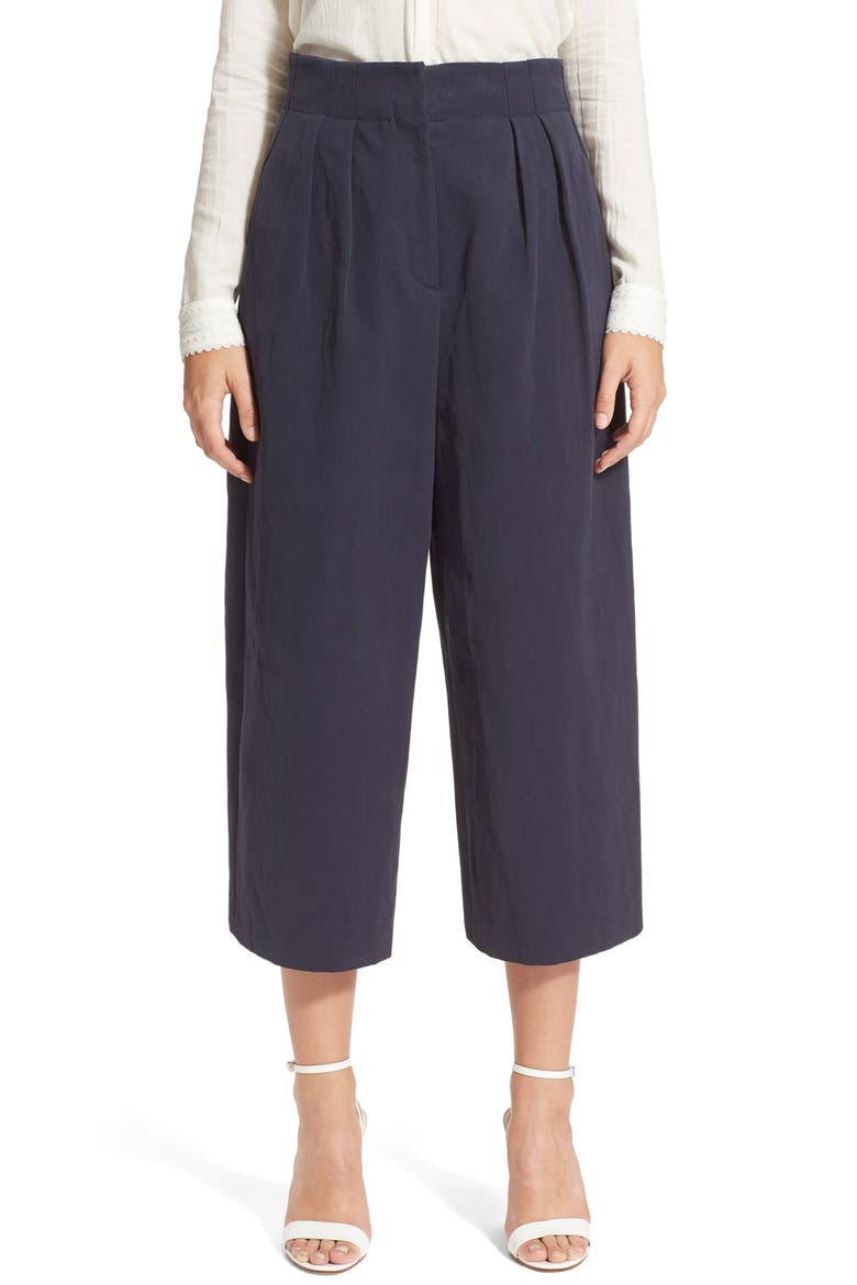 'Rielly' Washed Cotton Crop Pants, Main, color, NAVY