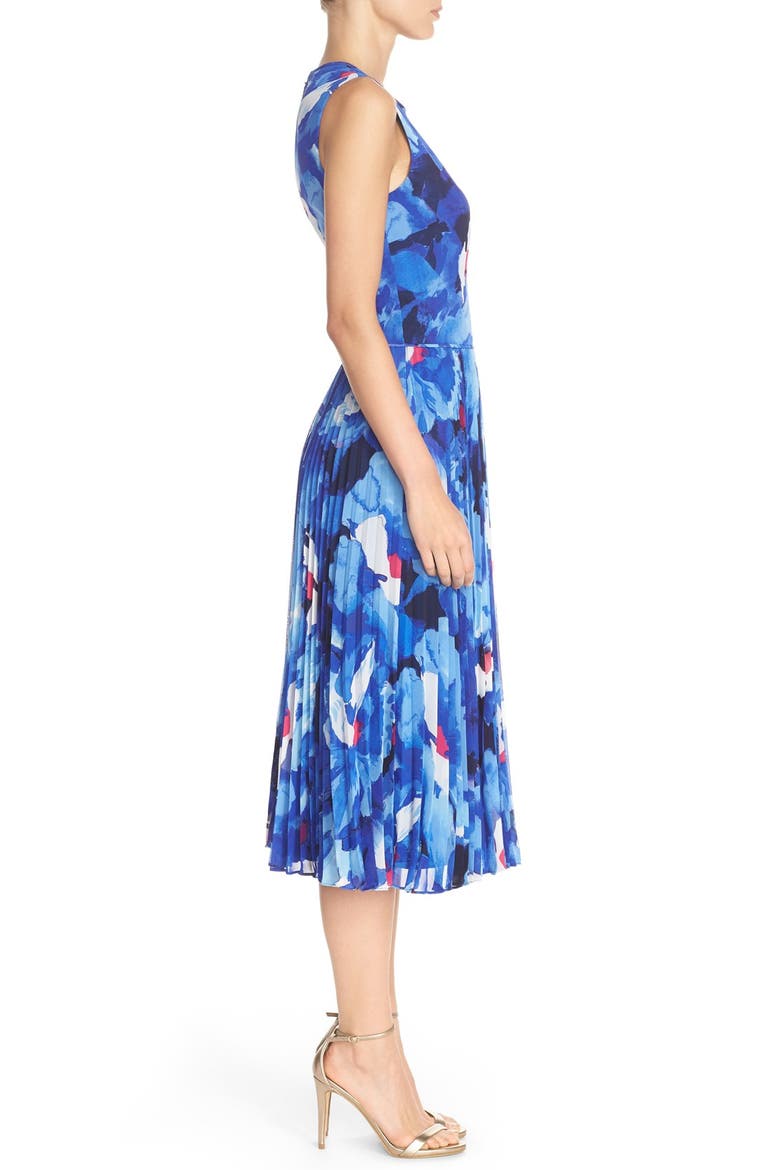 Print Chiffon Midi Dress, Alternate, color, SOFT WHITE ROYAL