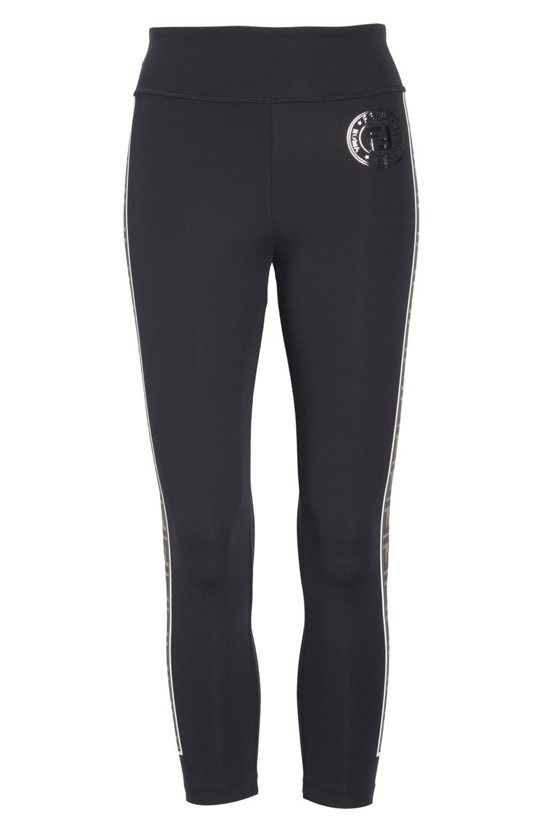 Fendi Logo Side Stripe Leggings, Alternate, color,