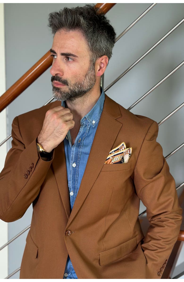 Elizabetta Like Clockwork - Silk Pocket Square for Men, Alternate, color, Beige