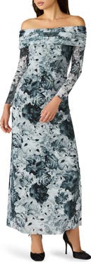 Steve Madden Ashby Floral Off the Shoulder Long Sleeve Maxi Dress