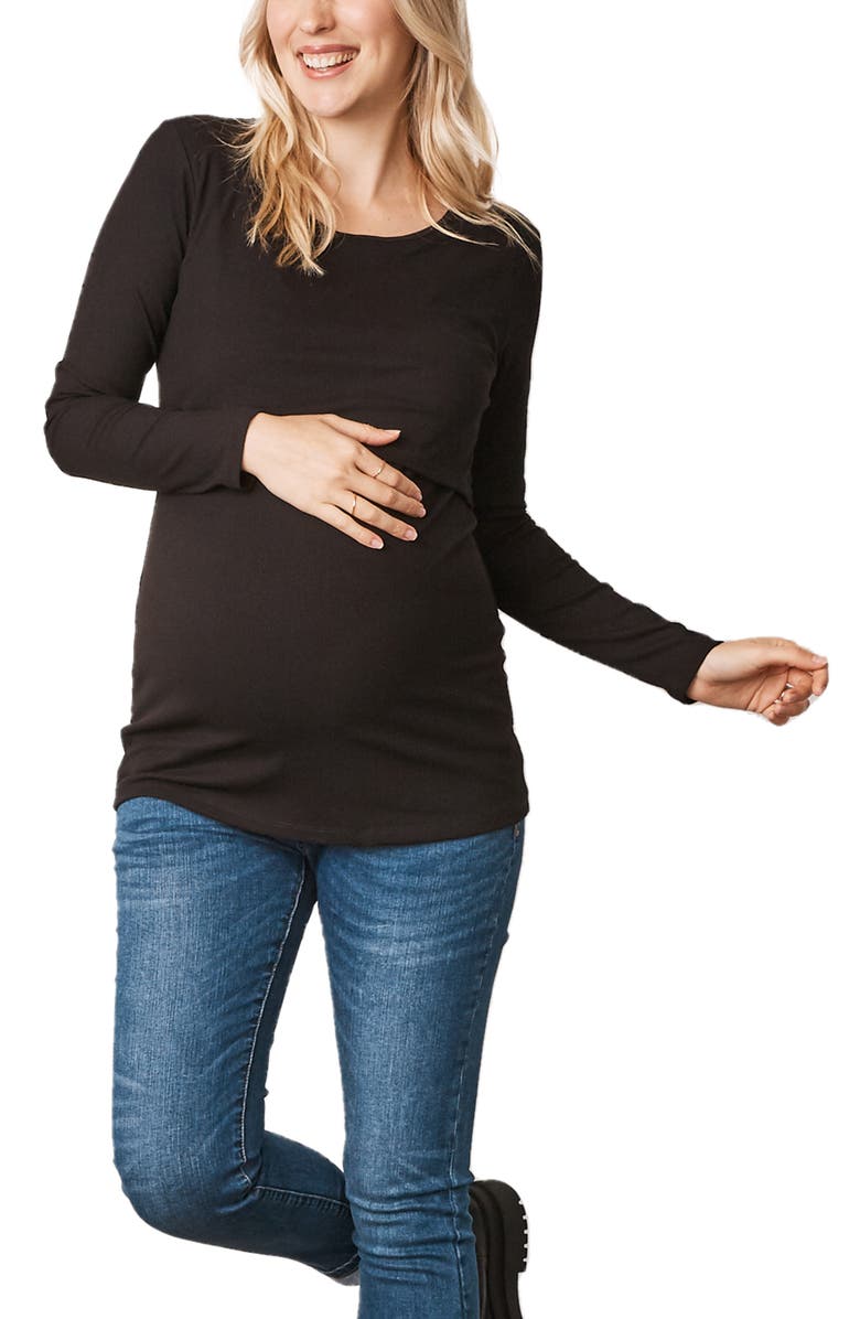 Angel Maternity Long Sleeve Maternity/Nursing Top, Alternate, color, 