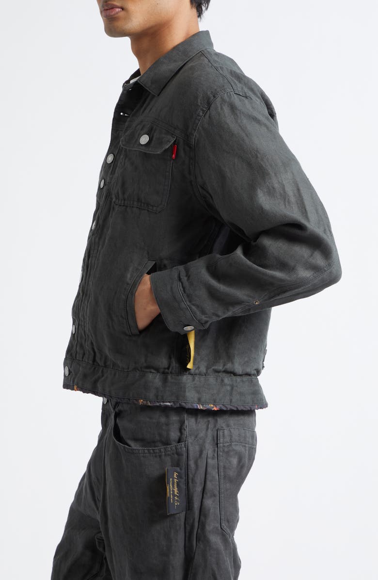 Undercover Linen Denim Jacket, Alternate, color, Khaki Gray