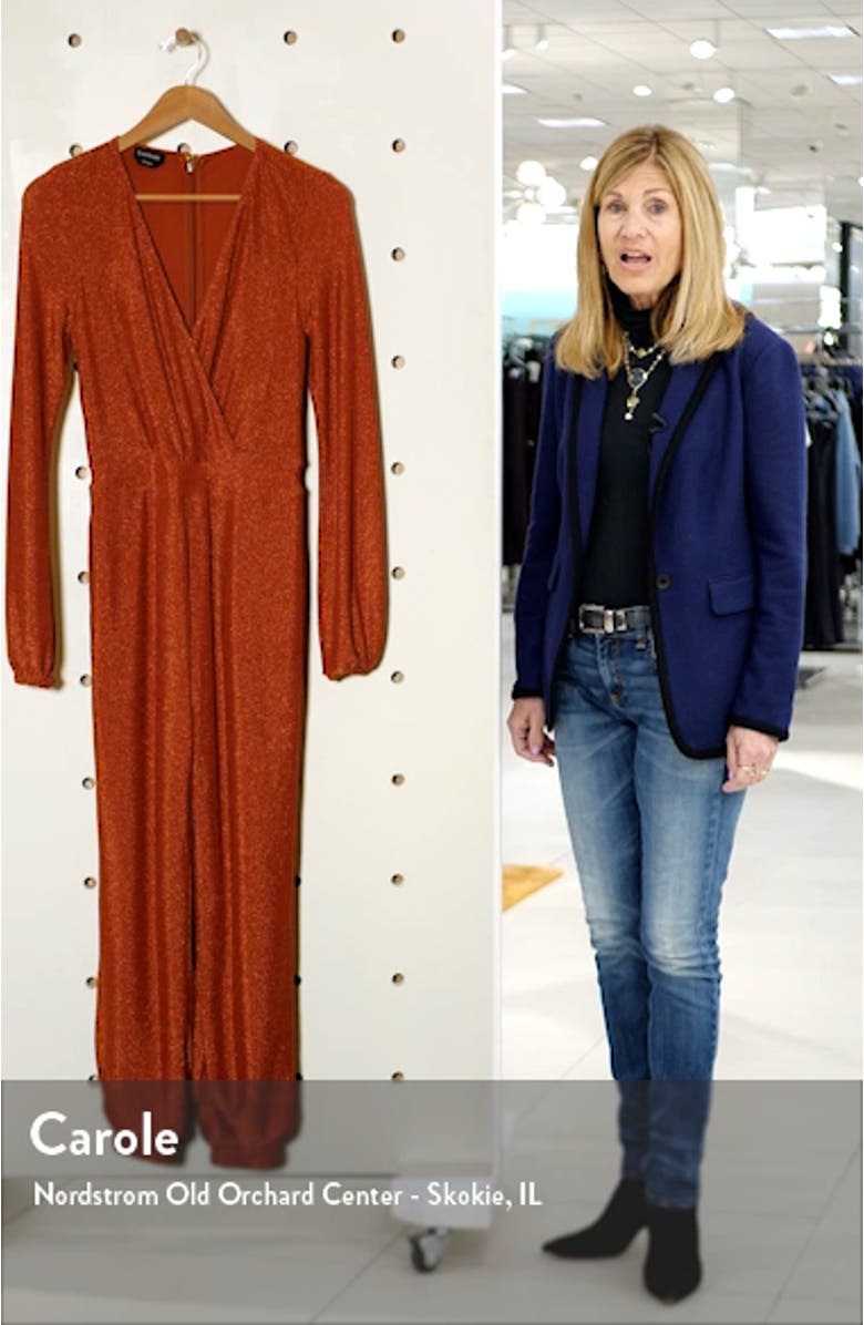 Metallic Knit Long Sleeve Jumpsuit, sales video thumbnail
