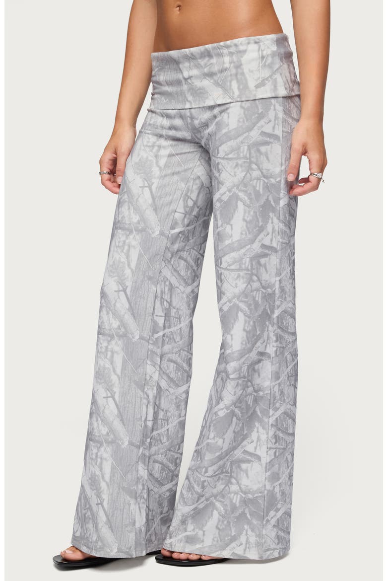 Cammy Camo Wide Leg Foldover Pants, Alternate, color, GRAY