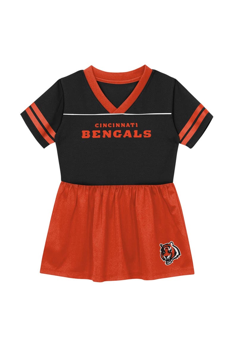 Toddler Outerstuff  Black Cincinnati Bengals Stadium Lights V-Neck Fashion Football Jersey Dress, Alternate, color, Black