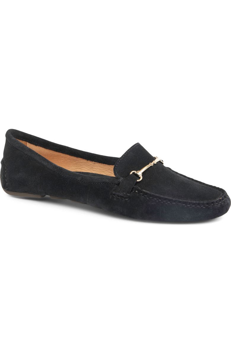 patricia green Caroline Moc Toe Bit Loafer, Main, color, Black Suede