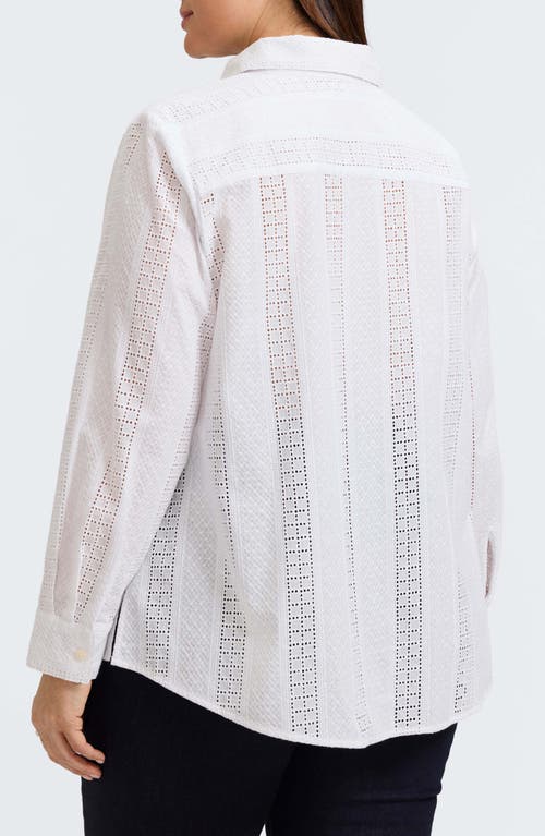Foxcroft Zoey Mixed Stitch Cotton Button-up Shirt In White