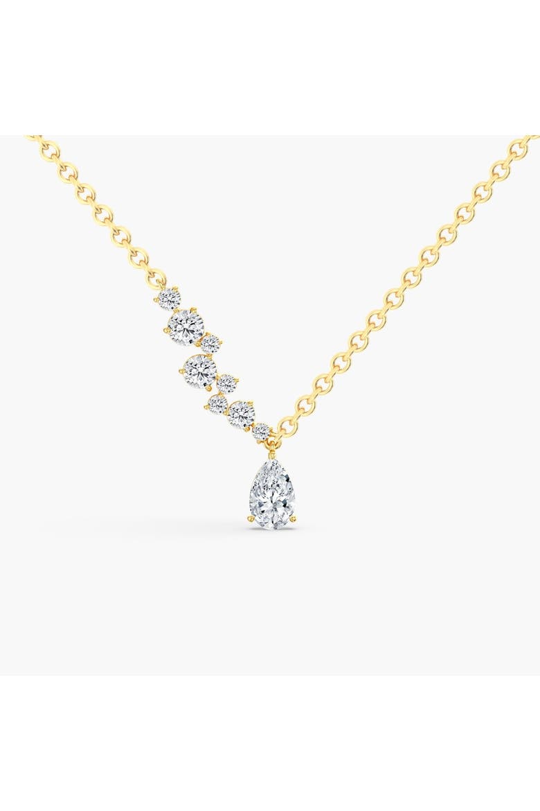 Starlight Asymmetrical Pear Lab Diamond Necklace in 14K, Main, color, Yellow Gold