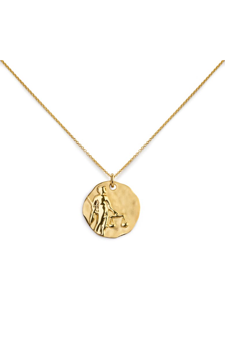 Monica Vinader Zodiac Charm Pendant Necklace, Main, color, 18K Gold Libra