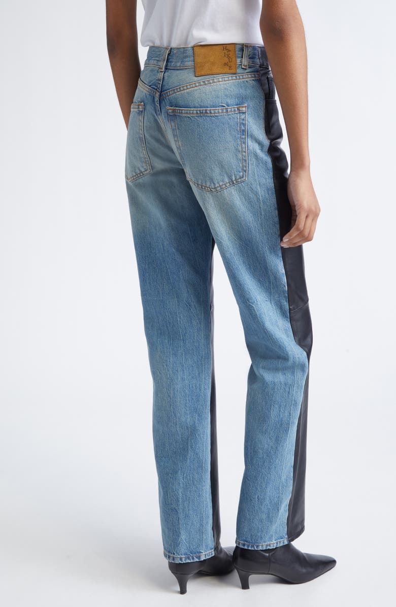 Haikure Star Denim Stripe Lambskin Leather Pants, Alternate, color, Blue Denim Leather