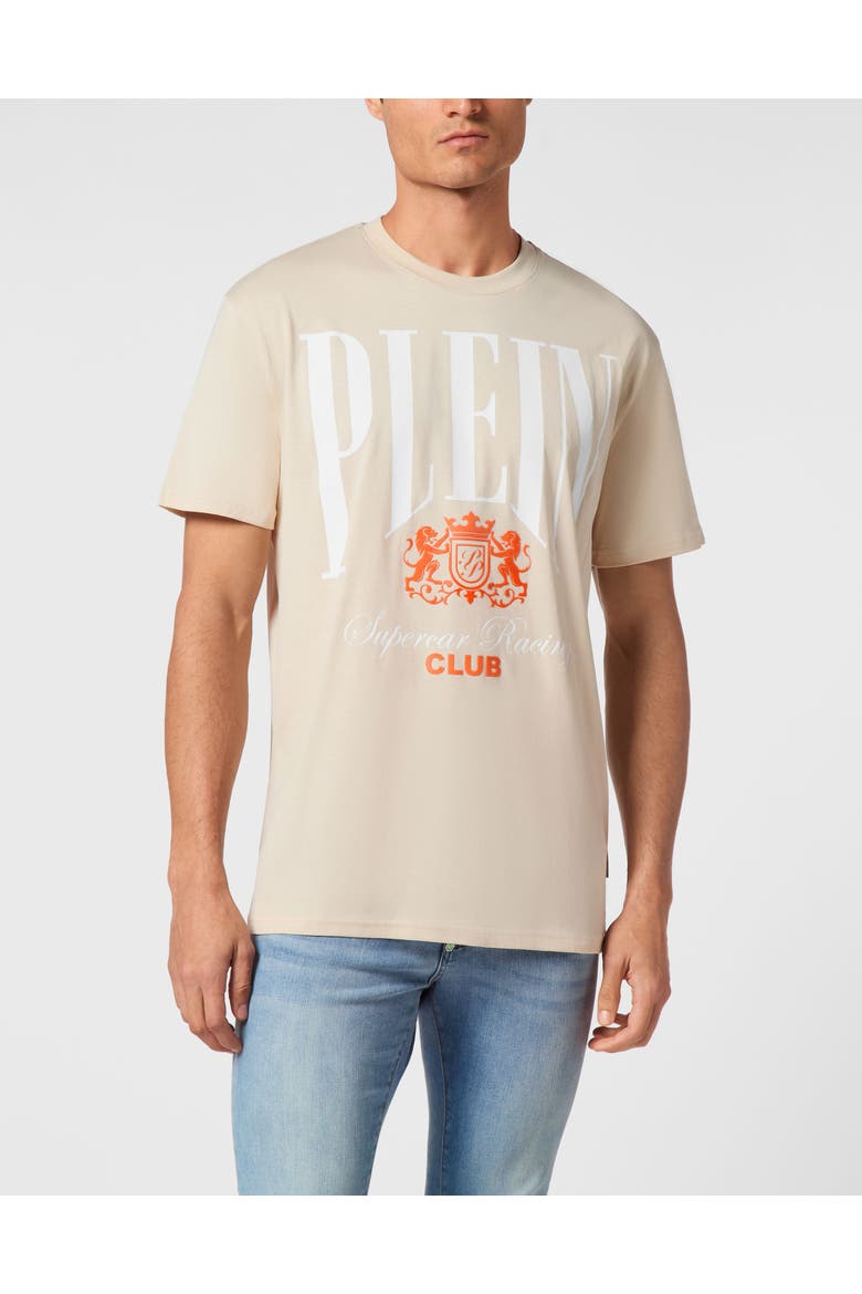 Jersey T-Shirt Round Neck Ss Cars Racing Men, Main, color, beige