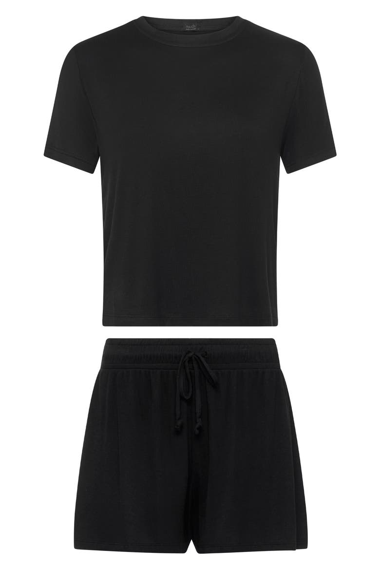 Rib Pajama Short Set, Alternate, color, BLACK