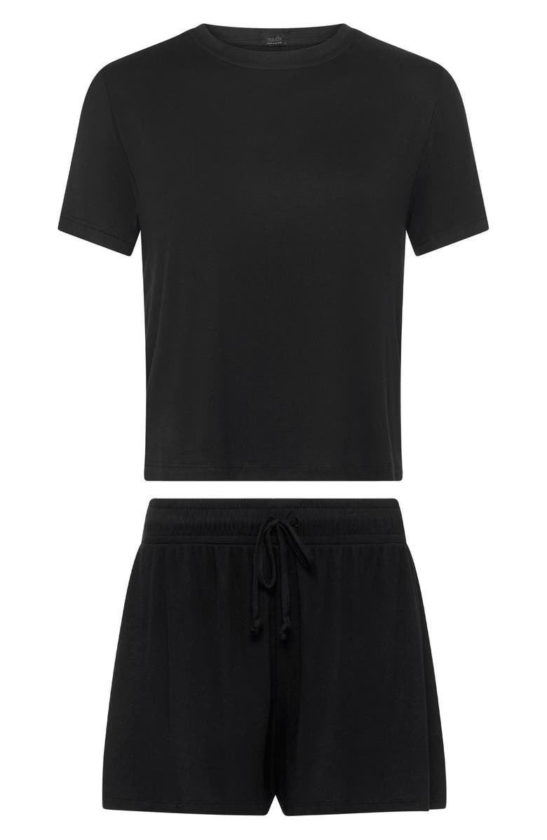 nuuds Rib Pajama Short Set, Alternate, color, Black