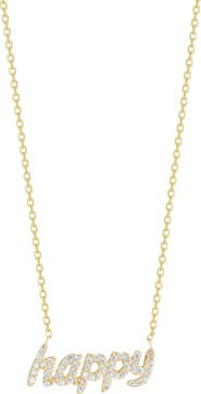 GLAZE JEWELRY Cubic Zirconia Happy Pendant Necklace