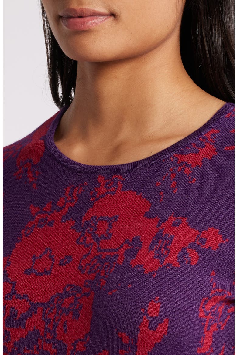 Floral Long Sleeve Sweater Dress, Alternate, color, RED MULTI
