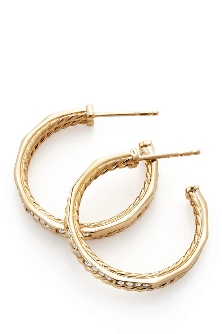 Stax Hoop Earrings with Diamonds in 18k Gold, Alternate, color, YELLOW GOLD