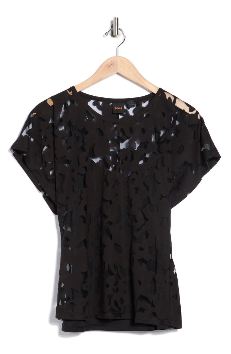BOSS Orange Ebasi Floral Top, Main, color, Black