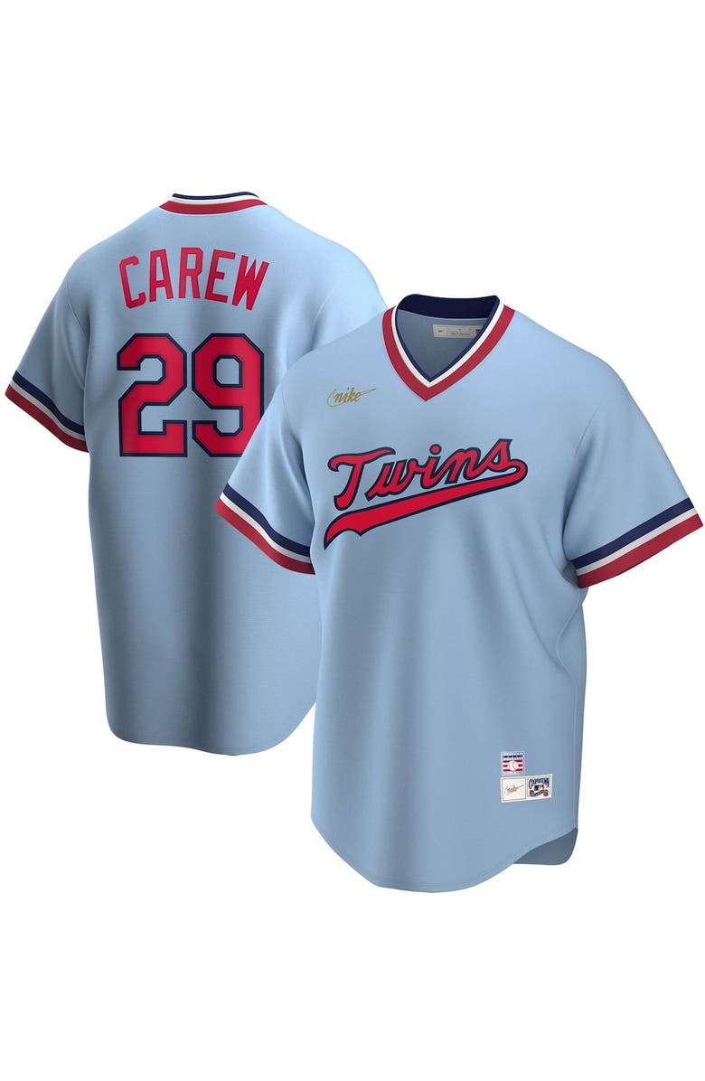 Nike Men's Nike Rod Carew Light Blue Minnesota Twins Road Cooperstown Collection Player Jersey, Alternate, color, Light Blue