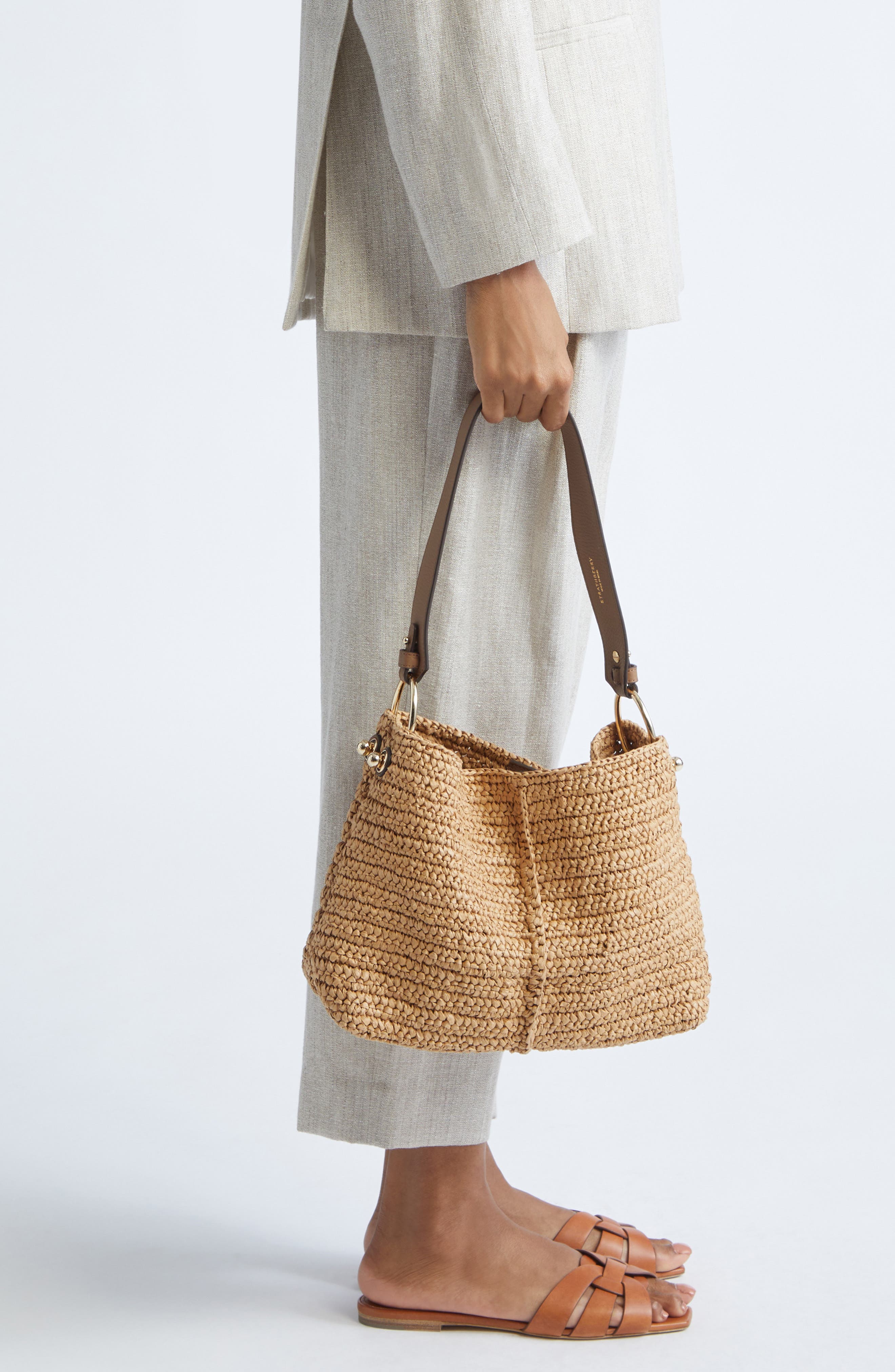 Strathberry Lana Raffia Hobo Bag, Alternate, color, Clay