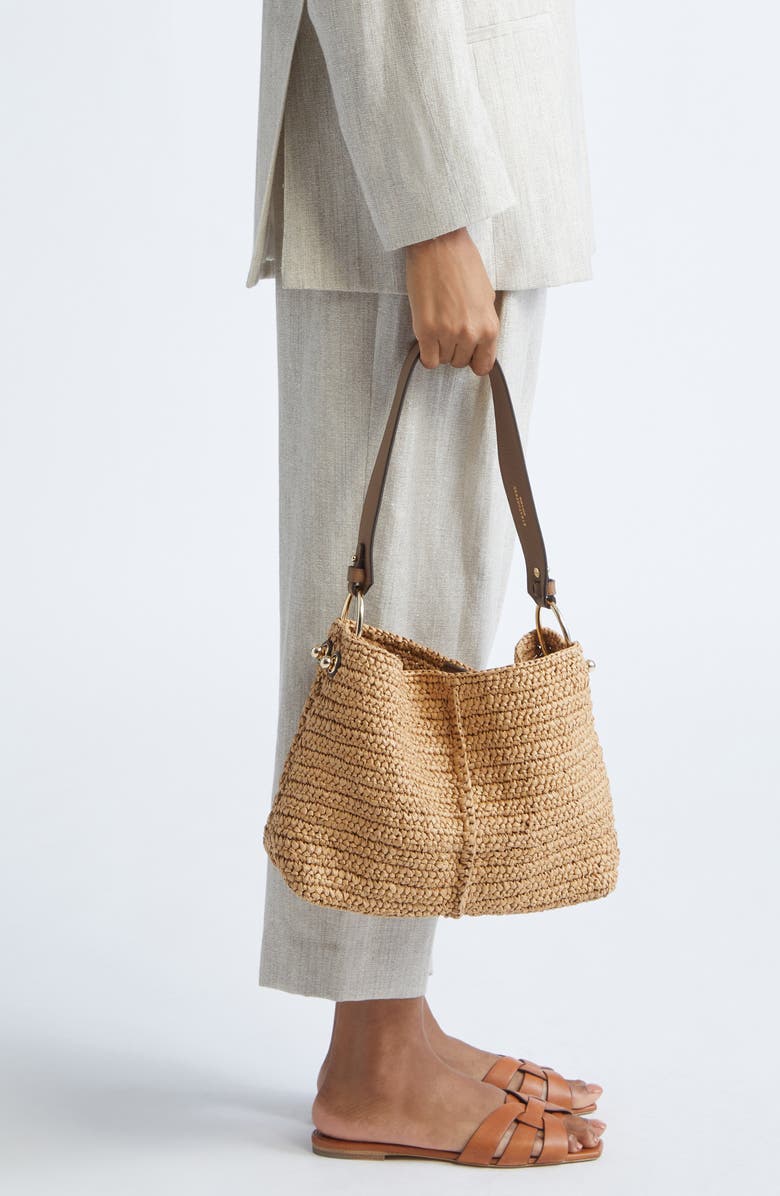 Strathberry Lana Raffia Hobo Bag, Alternate, color, Clay