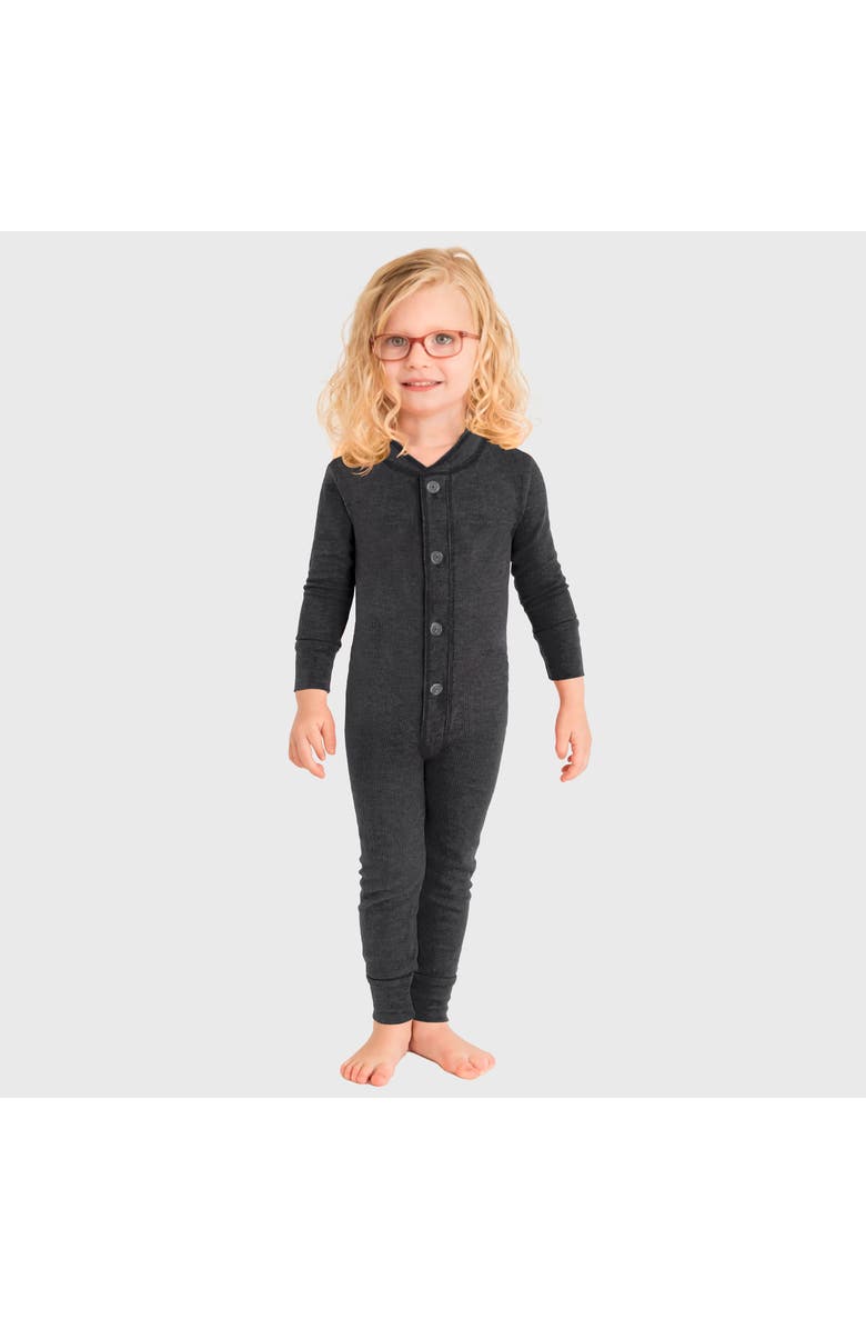 CITY THREADS Kids' Soft & Cozy Thermal One-Piece Union Christmas Outfit Suit, Main, color, Black
