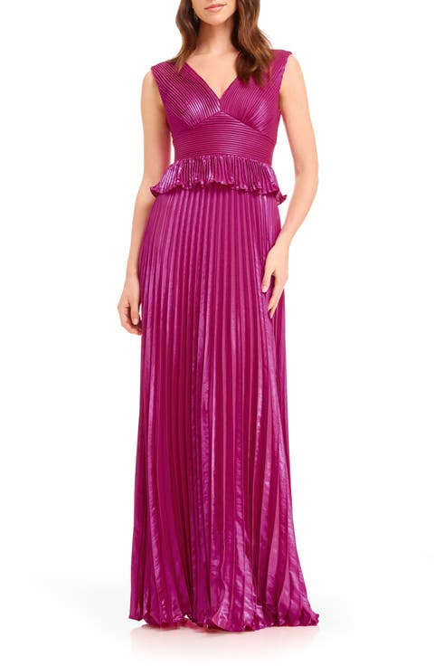 Liliana Metallic Pleated Gown