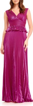 Dress the Population Liliana Metallic Pleated Gown
