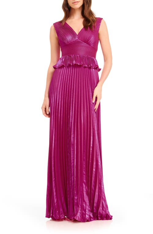 Dress The Population Liliana Metallic Pleated Gown In Pink