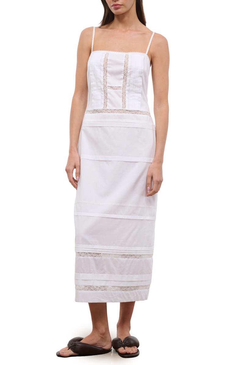 STAUD Corinna Lace Detail Cotton Maxi Dress, Main, color, Ivory