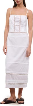 STAUD Corinna Lace Detail Cotton Maxi Dress