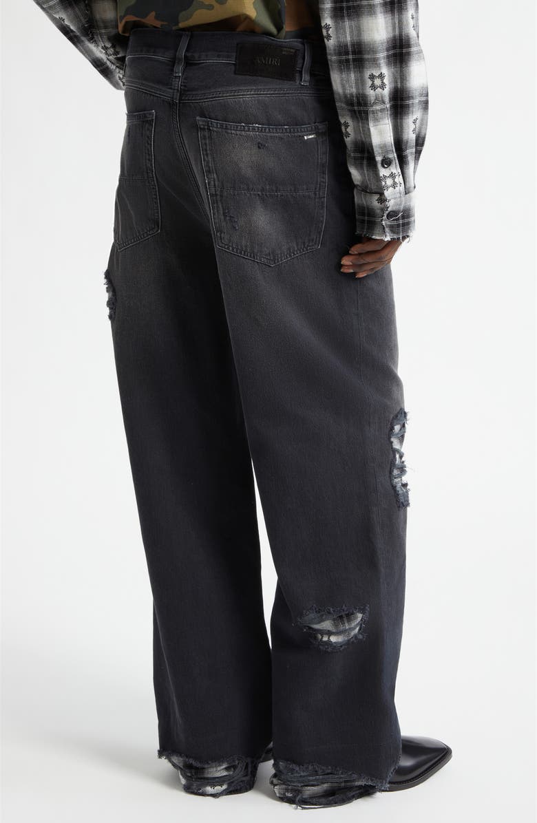 AMIRI Flannel Repaired Baggy Jeans, Alternate, color, Steel Black
