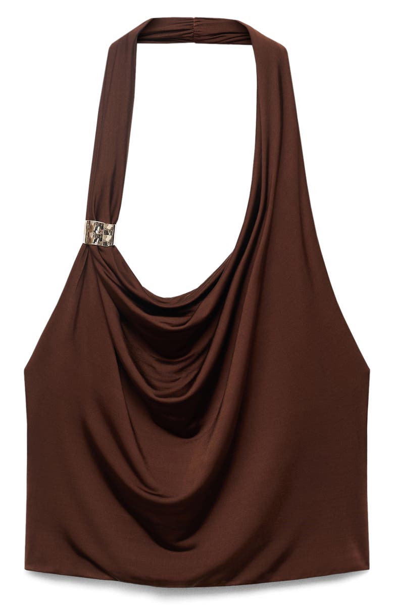 MANGO Draped Halter Top, Alternate, color, Chocolate