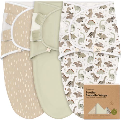 Keababies 3-pack Soothe Swaddle Wraps In Dino Ridge
