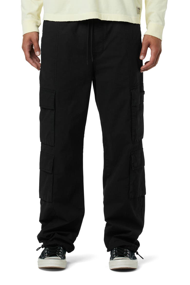 Drawstring Stretch Cotton Cargo Pants, Main, color, BLACK