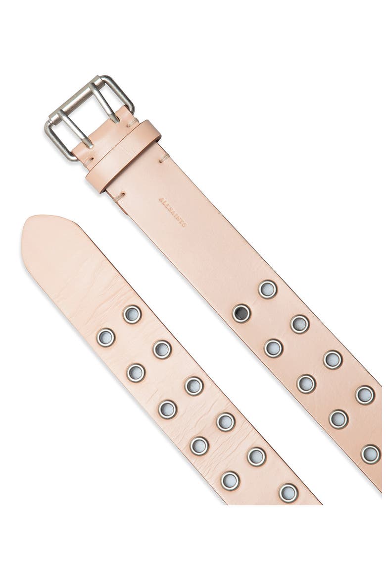 Leather Grommet Belt, Alternate, color, BLUSH PINK