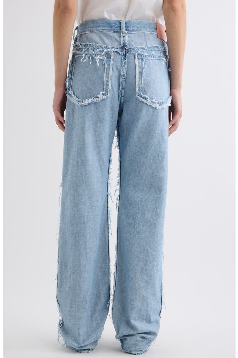 Pazer Frayed Double Layer Straight Leg Jeans, Alternate, color, LIGHT BLUE