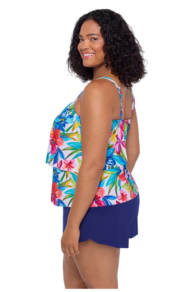 Trimshaper Roxy Double-Tiered Control Plus Size Swim Romper, Alternate, color, Tropical Treasure