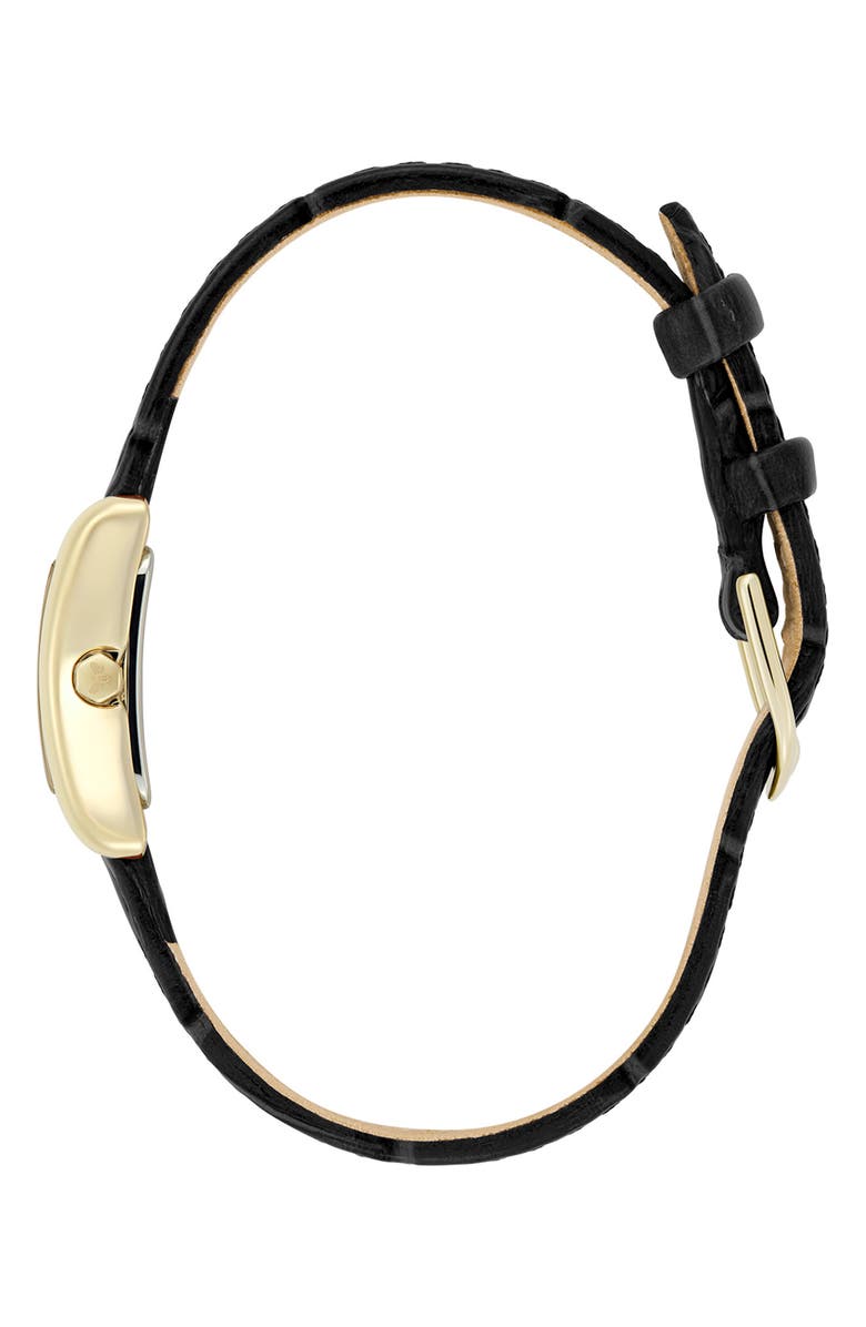 Olivia Burton Mini Grove Rectangular Croc Embossed Leather Strap Watch, 16mm, Alternate, color, Black