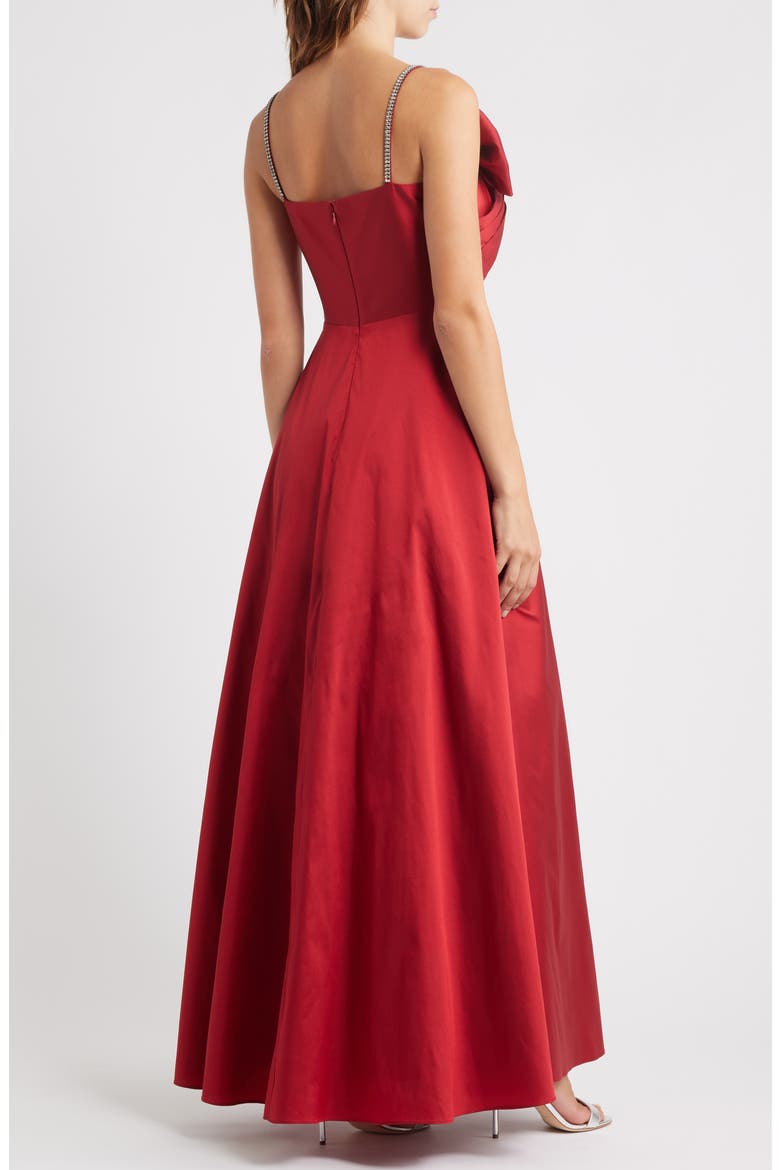 Rhinestone Strap Bow Bodice Gown, Alternate, color, RED