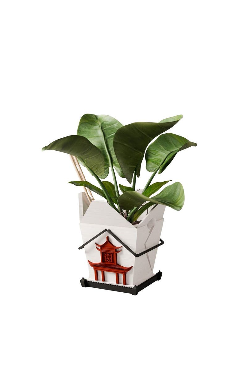 Modernized Pottery Chinese Takeout Planter, Main, color, White