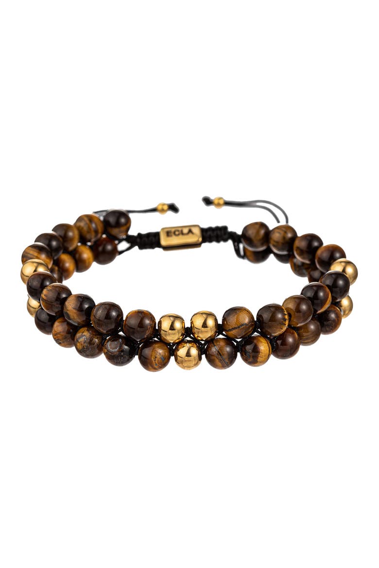 Double Strand Tigers Eye Bracelet, Main, color, BROWN