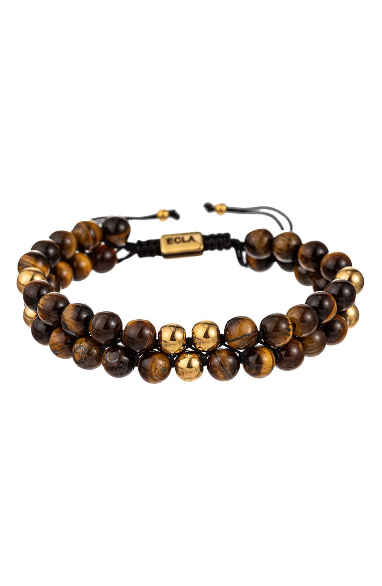 EYE CANDY LOS ANGELES Double Strand Tigers Eye Bracelet, Main, color,
