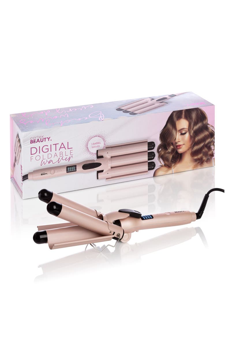CORTEX BEAUTY Digital Wave Maker - 1-Inch Foldable Three-Barrel Waver, Main, color, Pink V