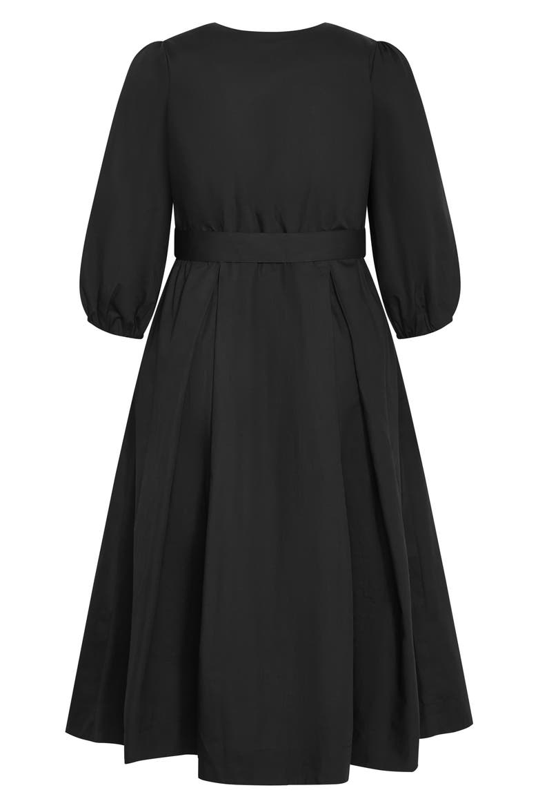 Kaiya Belted Cotton Dress, Alternate, color, BLACK