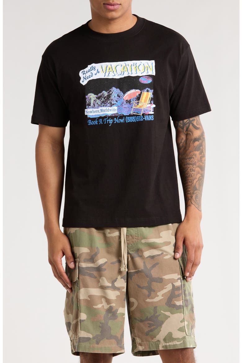 Need a Vacation Graphic T-Shirt, Main, color, BLACK
