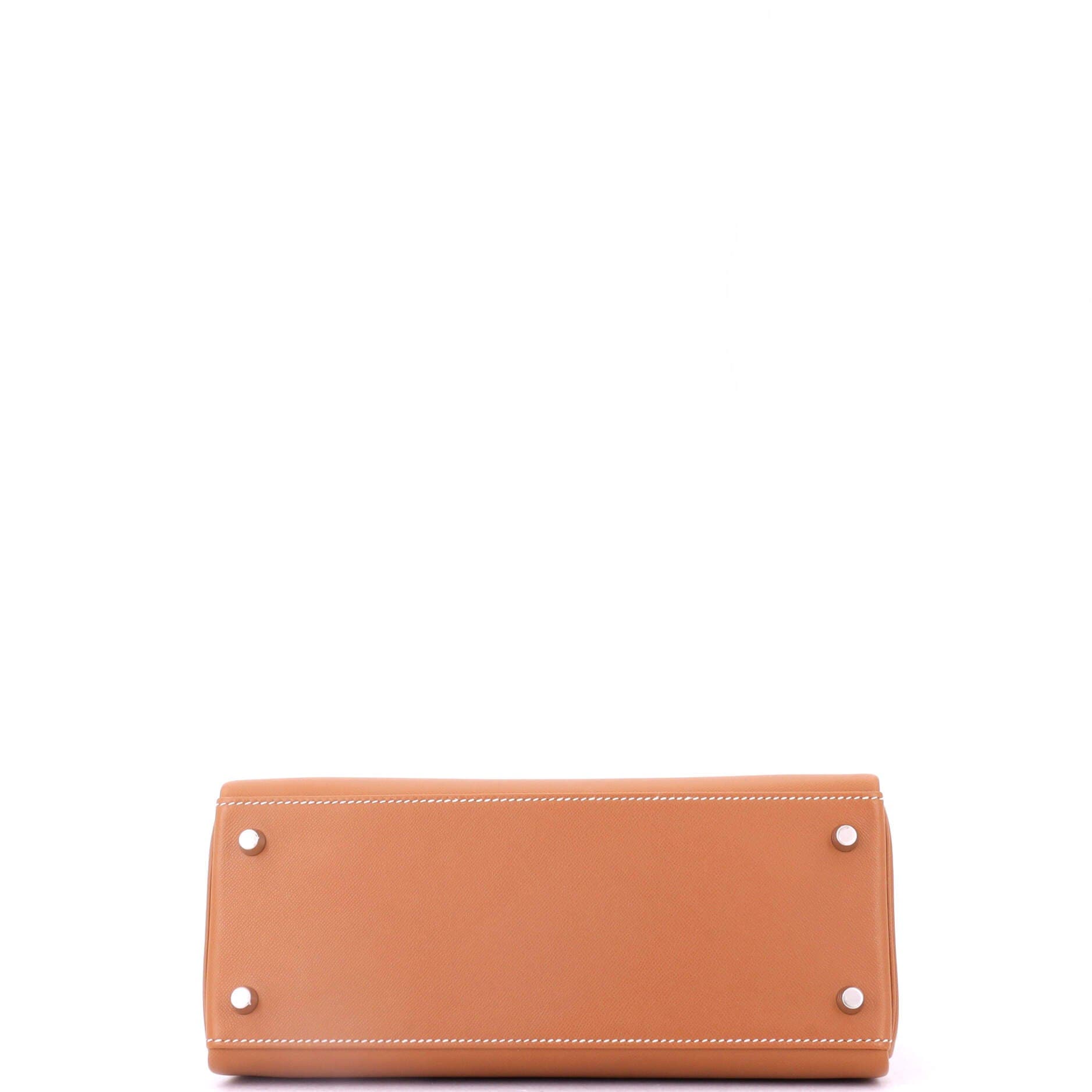 Pre-Owned Hermes Kelly Handbag Brown Madame with Palladium Hardware 28, Alternate, color, Gold