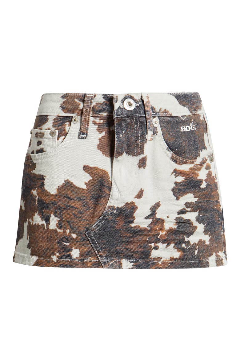 Striped Denim Ultra Miniskirt, Alternate, color, COW PRINT